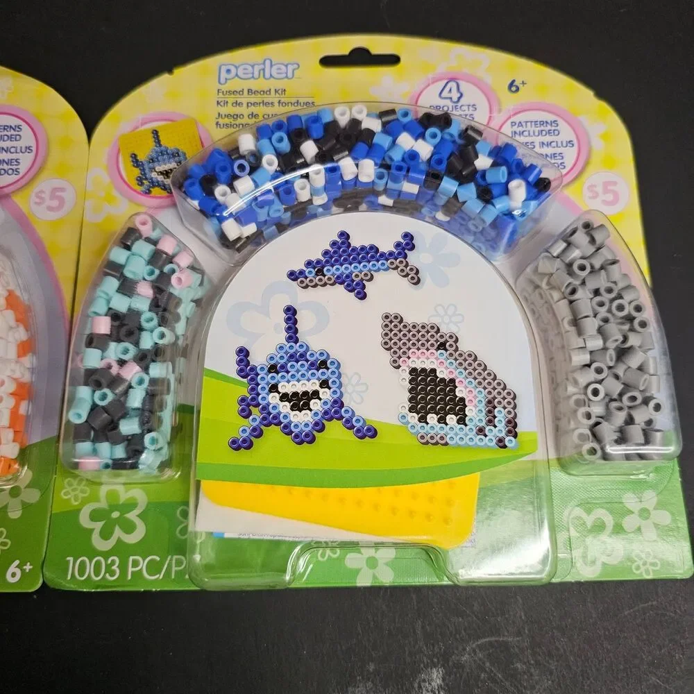 Lot 2 Perler Fused Beads Activity Kits 9 Projects Sharks Monsters